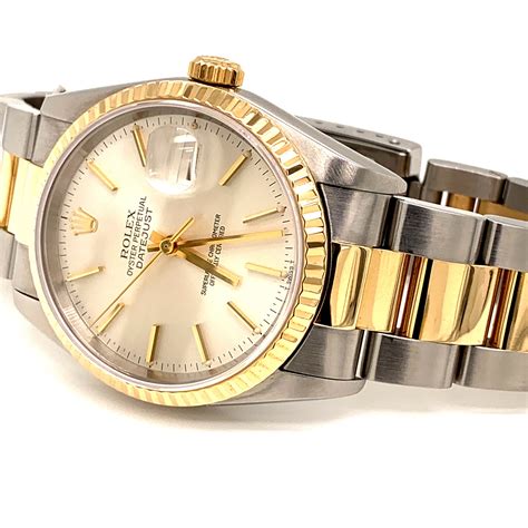 rolex oyster perpetual datejust 18ky and stainless steel model 16233|rolex datejust 16233 day night.